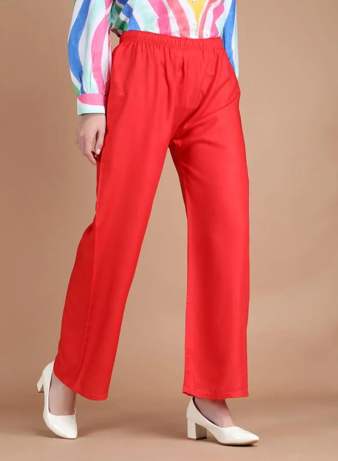 Take Two Red Red Wide Leg Ethnic Palazzos By Michael Kovlin for Women | Best Price UAE